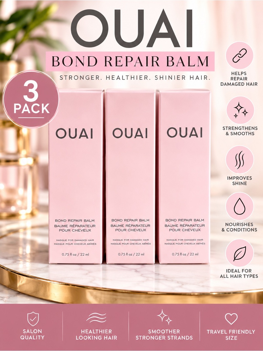 Bundle of 3 OUAI Bond Repair Balm